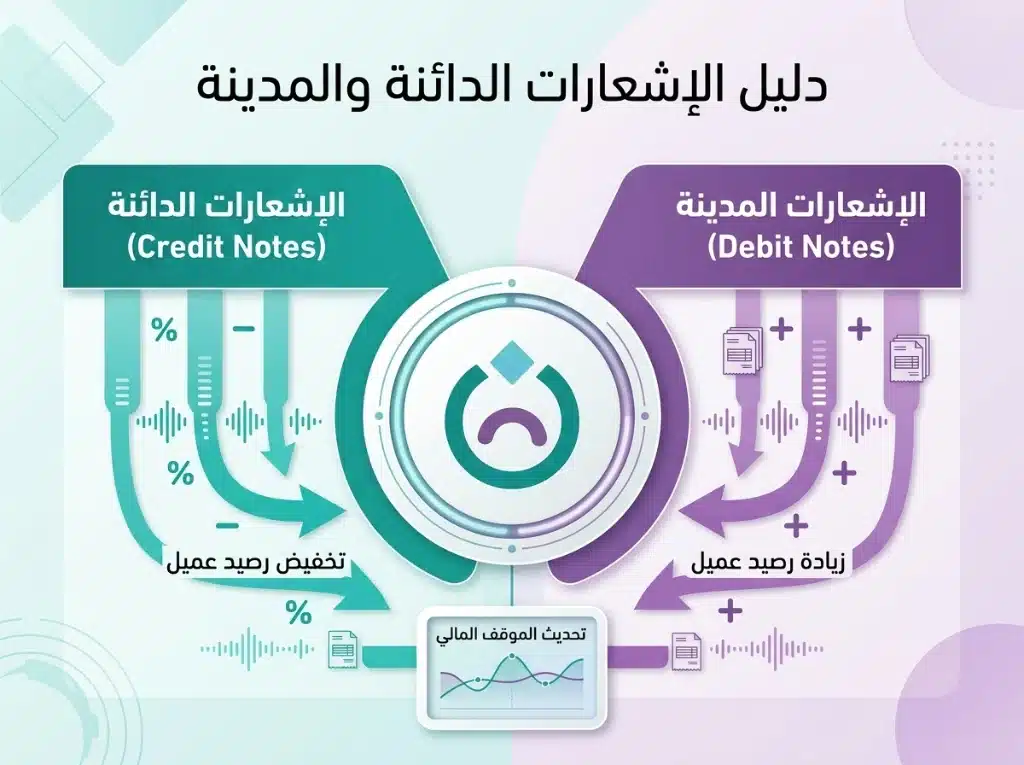 دليل فاتورة حول الإشعارات الدائنة والمدينة