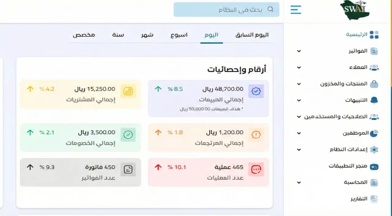 تقرير مبيعات وتفاصيل اصدار الفاتورة الضريبية