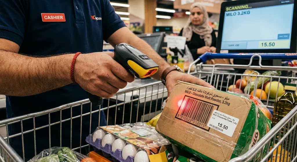  استخدام قارئ باركود لاسلكي لتسهيل عمل الكاشير وتسريع المبيعات