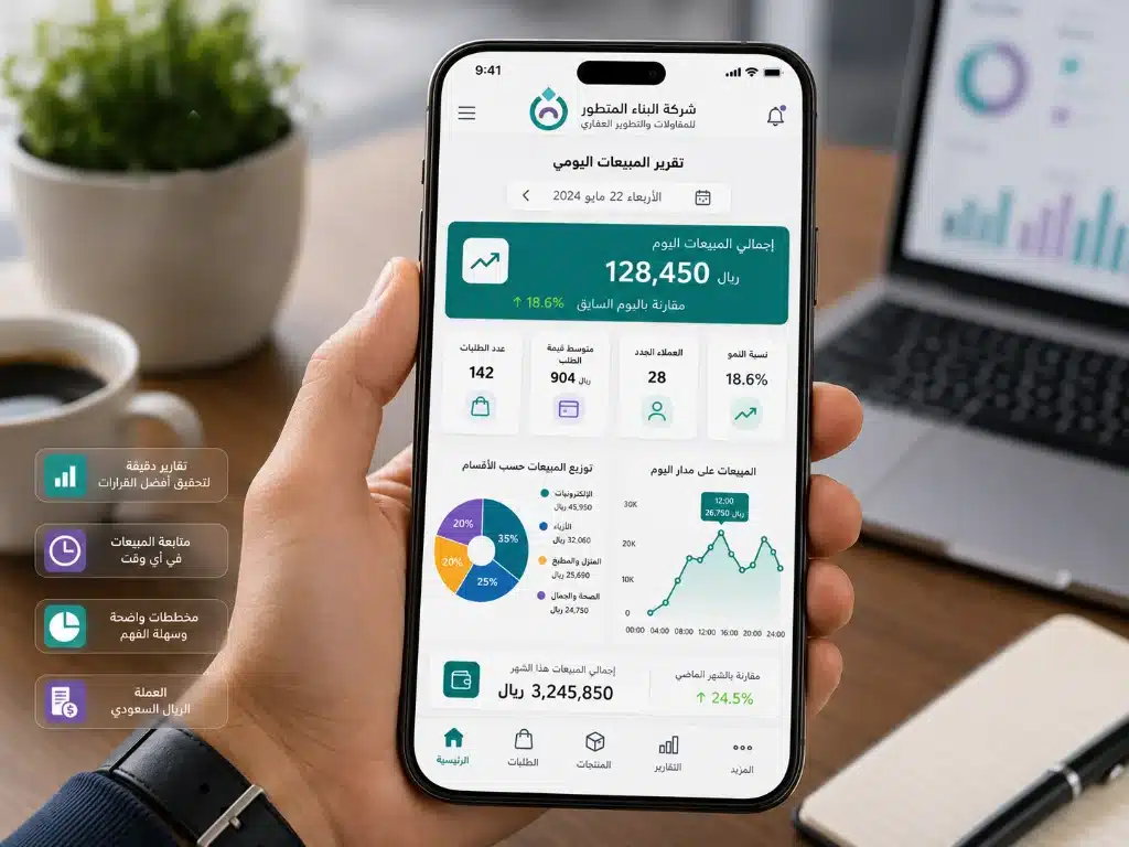  إدارة ومتابعة الفواتير الإلكترونية وتقارير المبيعات عبر تطبيق الجوال