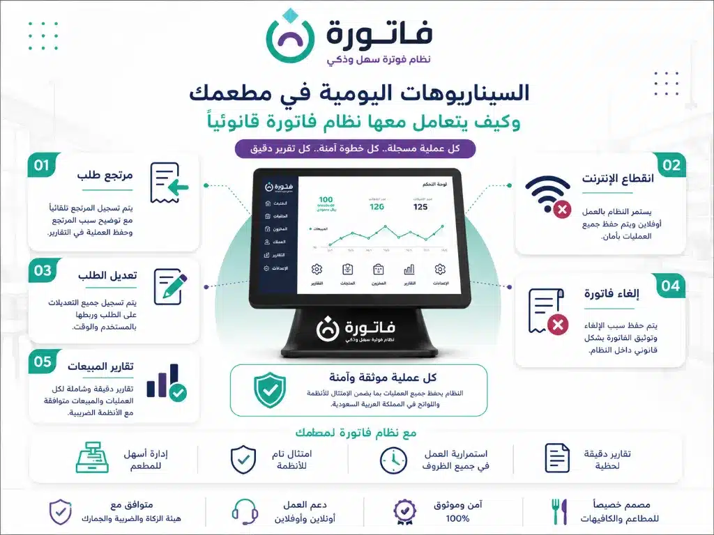 سيناريوهات التعامل مع الفاتورة الإلكترونية للمطاعم
